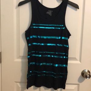 Teal sequins tank top